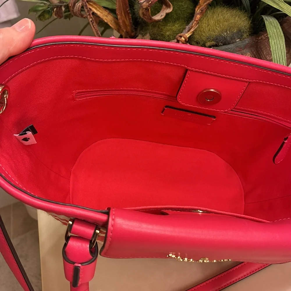 NWOT Kate Spade Straw Satchel Crossbody
Bag Pink/ Cream - Picture 4 of 11